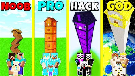 Minecraft Battle Noob Vs Pro Vs Hacker Vs God Highest Base House Base