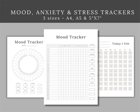 10 Pages Mood Tracker Printable Bundle Self Care Journal Mental Health Worksheet Mindfulness