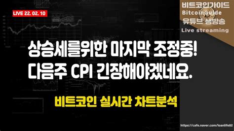 2월 10일 실시간 방송 상승세를 위한 마지막 조정중 다음주 Cpi 긴장해야겠네요 비트코인 실시간차트분석 Btcxrp