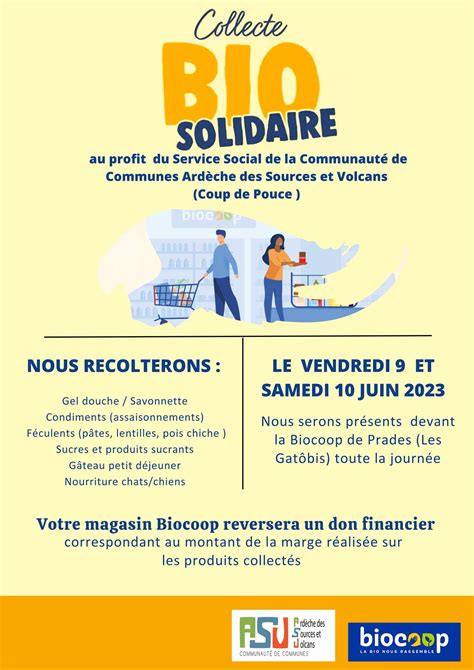 Collecte Bio Et Solidaire Vendredi Et Samedi Juin