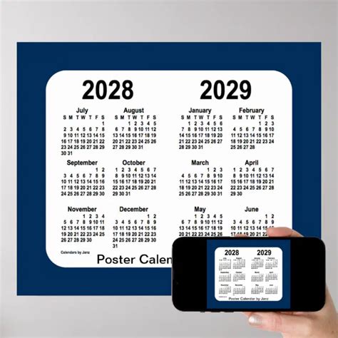 2028 2029 Police Box Blue School Calendar By Janz Poster Zazzle