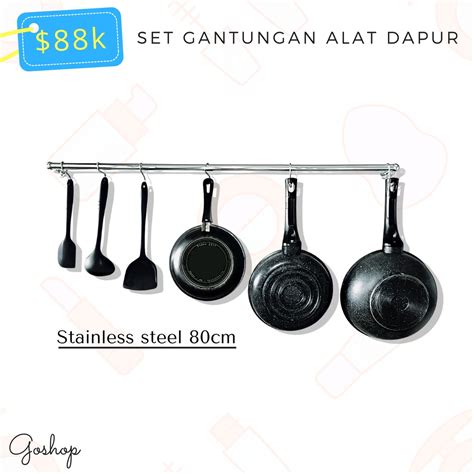 Jual Gantungan Panci Dapur Pipa Stainless Rak Bumbu Dapur Gantung