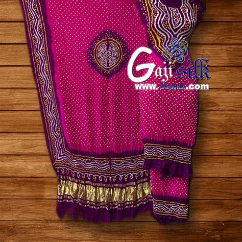 Brinjal Pink Bandhani Pure Gaji Silk Dress Materia GAJI SILK