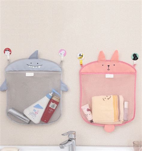 Cartoon Cute Bathroom Hanging Storage Basket Baby Kids Bathing Toy ...