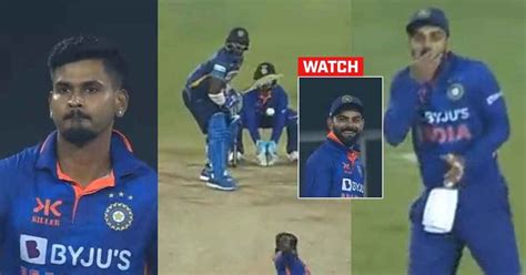 Watch Virat Kohli Left Shocked After Seeing Shreyas Iyer Bowl An