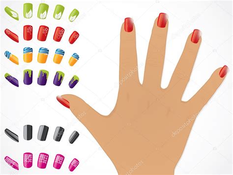 Mão feminina unhas pintadas Vetor de Stock vipervxw 11421277