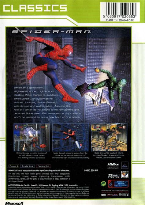 Spider-Man (2002) Xbox box cover art - MobyGames