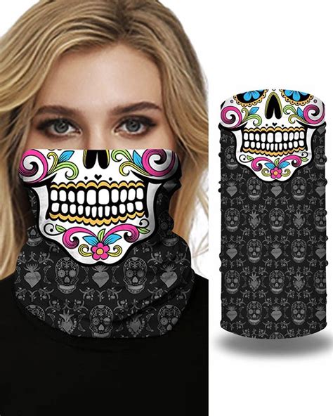 Skull Print Breathable Face Bandana Magic Scarf Headwrap Balaclava In