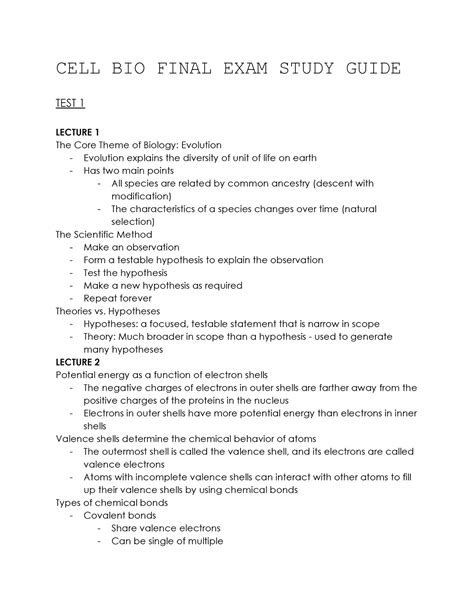 Cell Bio Final Exam Study Guide Cell Bio Final Exam Study Guide Test