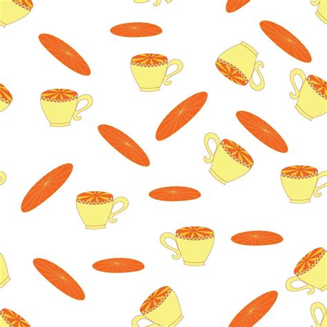 Cups And Saucers Bright Seamless Pattern Tea Tea Shop Coffee Wallpaper Wrapping Paper