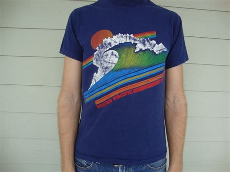 Vintage 1980s Ocean Pacific Op Surfer T Shirt Navy Blue Medium