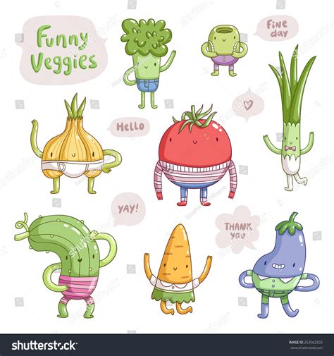 Collection 8 Very Cute Vector Vegetable Stock Vector 253562503