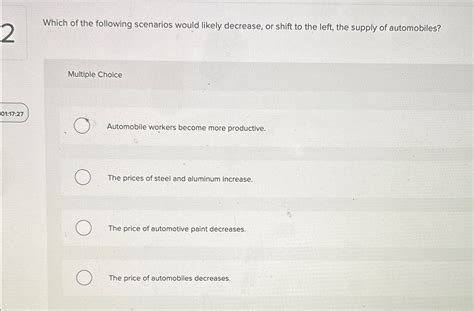 Solved Which Of The Following Scenarios Would Likely Chegg