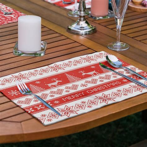 Set Of 6 Christmas Themed Placemats Merry Christmas Placemat With Deer