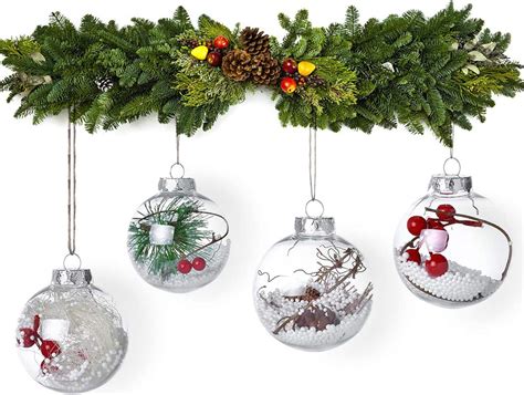 Warmiehomy 5pcs Hanging Clear Glass Bauble 10cm Fillable Christmas Baubles For Diy Decorations