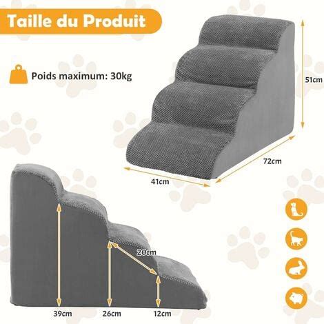 Goplus Escalier Pour Chien Chat Marches En Ponge Haute Densit