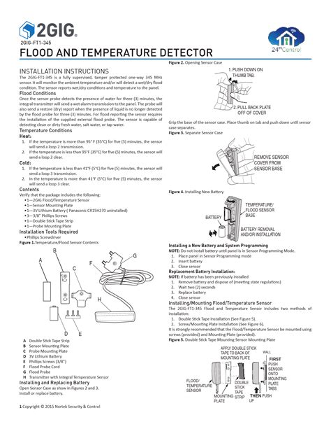 2GIG-FT1-345 Flood and Temperature Sensor Installation Guide