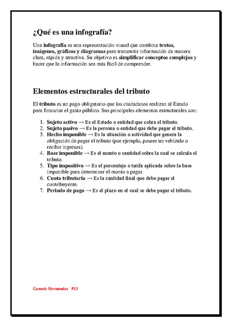 Infografía: Estructura y Elementos del Tributo - Genesis Hernandez