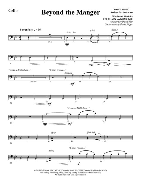 Beyond The Manger Choral Anthem Satb Cello Sheet Music Pdf Word