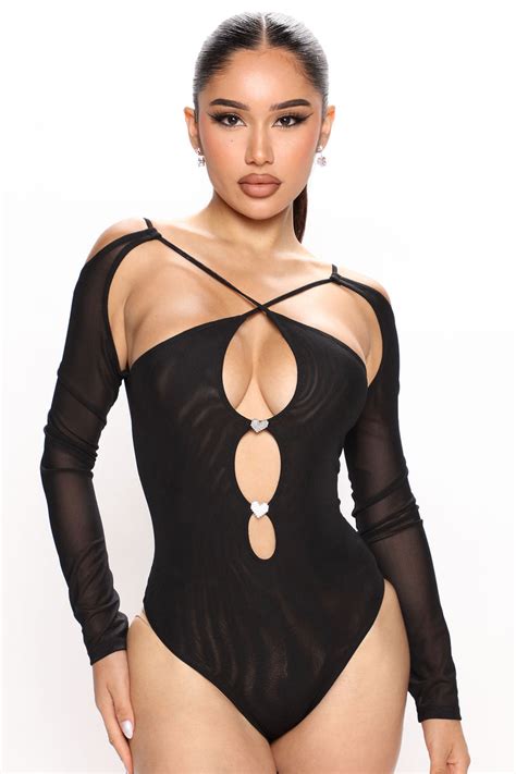 Stone Cold Heart Mesh Bodysuit Black Fashion Nova Bodysuits