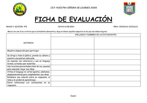 Ficha De Evaluaci N Docx