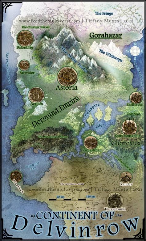 The Continent Of Delvinrow Fantasy Map With City Icons Feed The