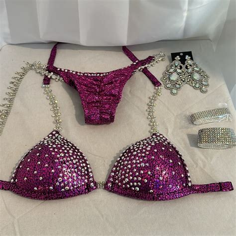 Swim Purple Competition Bikini Posing Suit New Never Worn Handmade Ab