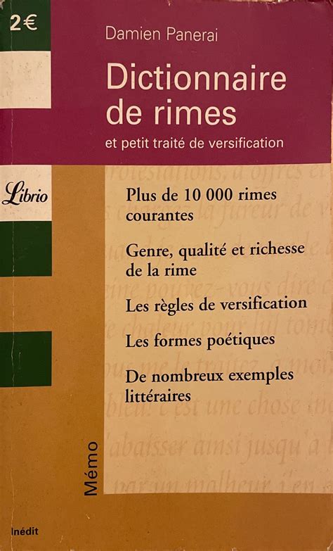 Dictionnaire De Rimes Et Petit Traité De Versification By Damien