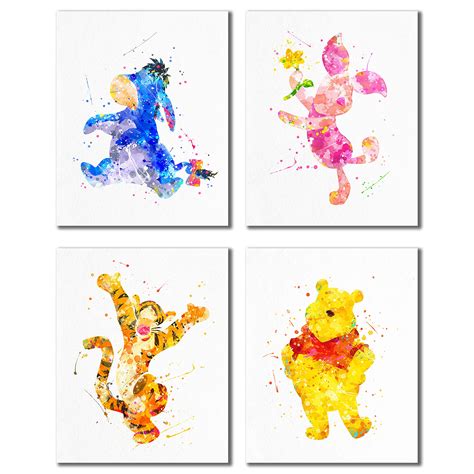 Buy Winnie the Pooh Watercolor Prints - Nursery Wall Art Decor Prints - Set of 4 (8 inches x 10 ...