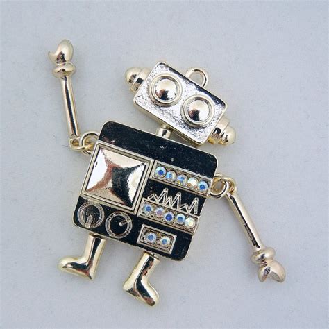 Robot Charm With Rhinestones And Moving Parts By Artpassionsdesign