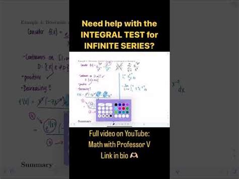 Struggling With The Integral Test For SERIES You Dont Need To Math