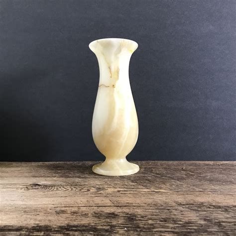 Vintage Onyx Vase Cream Onyx Tall Flower Vase Vintage Mexican Stone