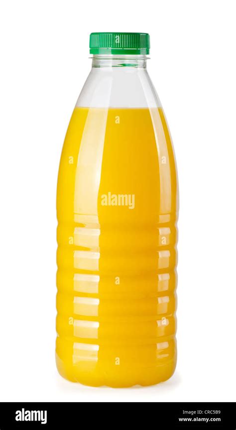 Botella De Plástico De Jugo De Naranja Aislado En Blanco Fotografía De