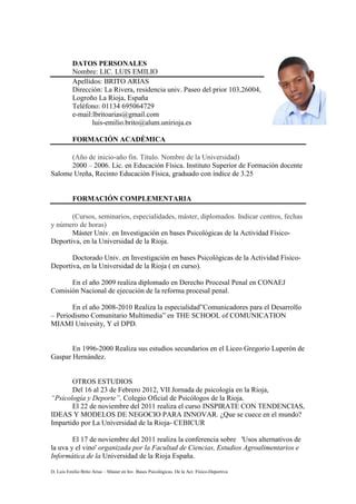 Cv Luis Emilio Brito Arias Ms Pdf