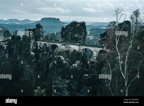 The Bastion Bridge With Tall Big Rock Cliff Stock Photo Alamy