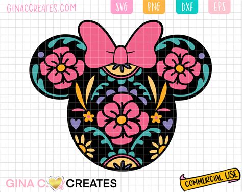 Mexican Floral Mouse With Bow Svg