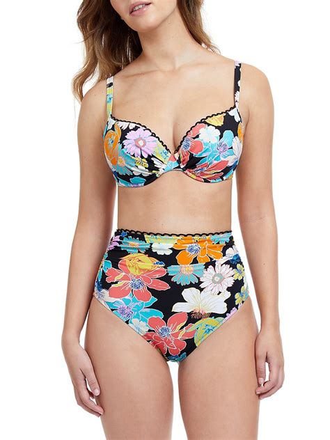 Gottex Swimwear Rising Sun Underwire D Cup Bikini Top Black Multi Editorialist