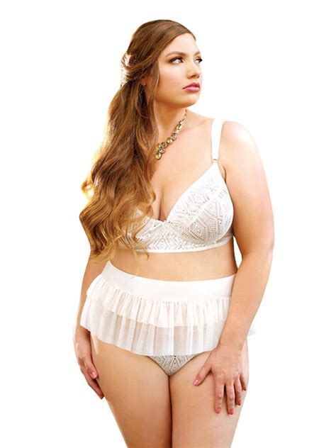 Fantasy Elegant Plus Size Curvy Bridal Bra And Skirt Lingerie Set