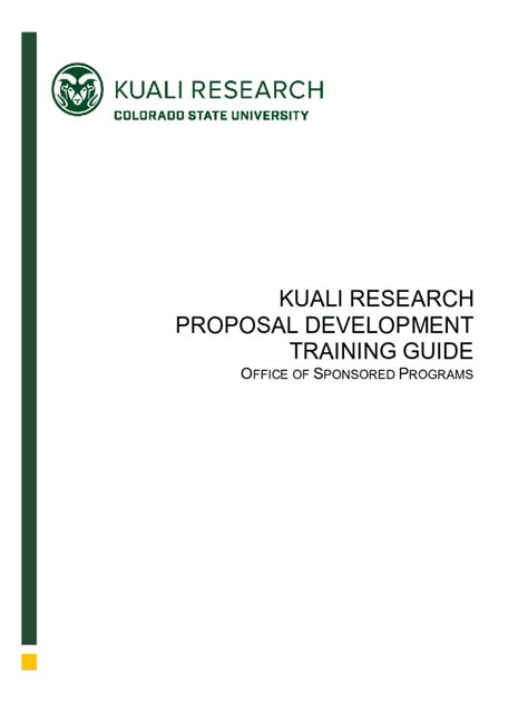 Fillable Online Kuali Research Proposal Development Training Guide Fax