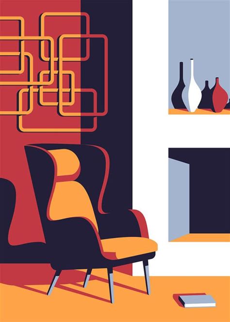 The Simple Life: Mid-Century Inspired Art | Graphic illustration ...