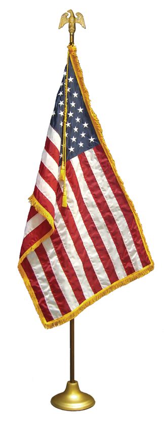 7′ Deluxe Nylon Indoor Us Flag Set Oak Pole Flag Corps Inc Flags