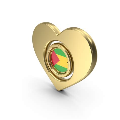 Gold Flag Heart Icon Of Sao Tome And Principe PNG Images PSDs For