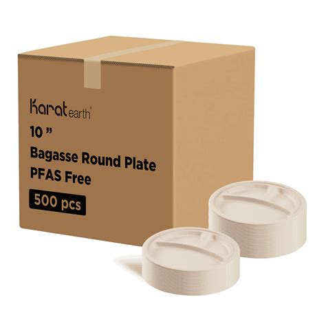 Karat Earth Pfas Free Compostable Bagasse Round Plates Natural