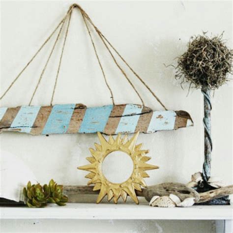 Loved Styling This Boho Beach Coastal Driftwood Wall Hanging Shades Of Blue Are My Favorite To