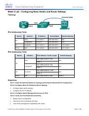 Week Lab Configuring Basic Switch And Router Settings Pdf Week