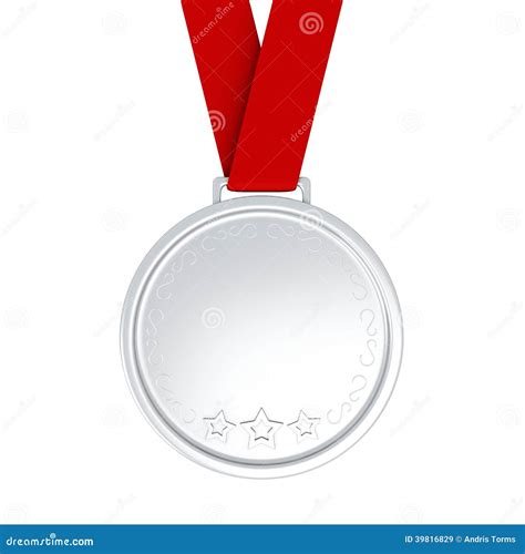 Blank Silver Medal With Ribbon D Stock Illustration Illustration Of