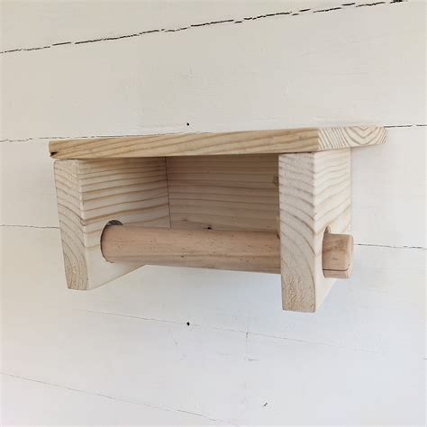 Rustic Reclaimed Wood Toilet Roll Holder With Shelf Etsy Uk