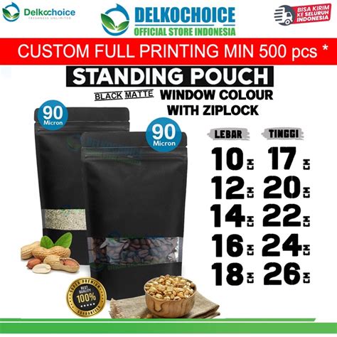 Jual Standing Pouch Window Hitam Ziplock Plastik Klip Sealer Makanan