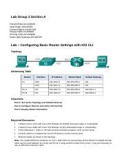 Lab Exercise Configuring Network With Ios Cli Course Hero