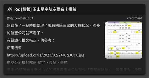 Re 情報 玉山星宇航空聯名卡權益 看板 Creditcard Mo Ptt 鄉公所